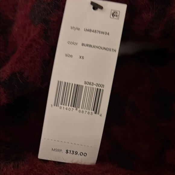 NWT Liverpool Women's Burgundy Houndstooth Sweater Jacket XS Soft - Picture 2 of 6